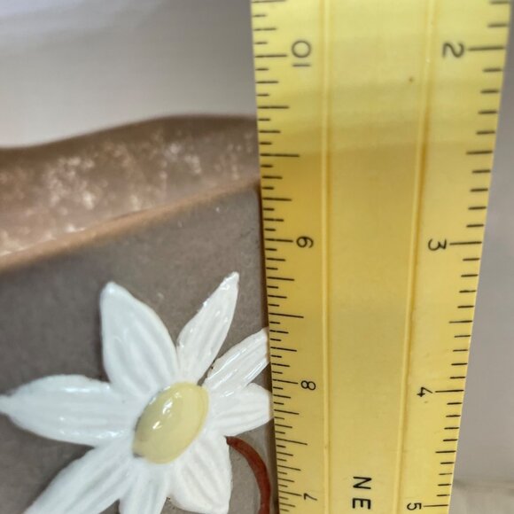 Handcrafted Ceramic Vase With Embossed White Daisies & Brown Leaves By A. Paquet - Picture 9 of 11